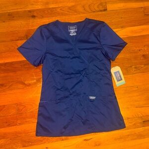 NAV Navy XXS Women's Mock Wrap Solid Scrub Top